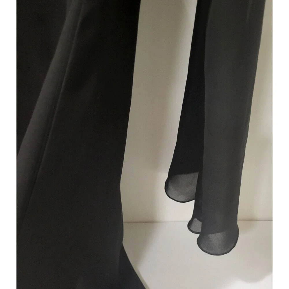 Vintage,La Palapa, Black Chiffon Asymetric Women's Top, Bell Sleeves, Size M USA - Picture 5 of 8